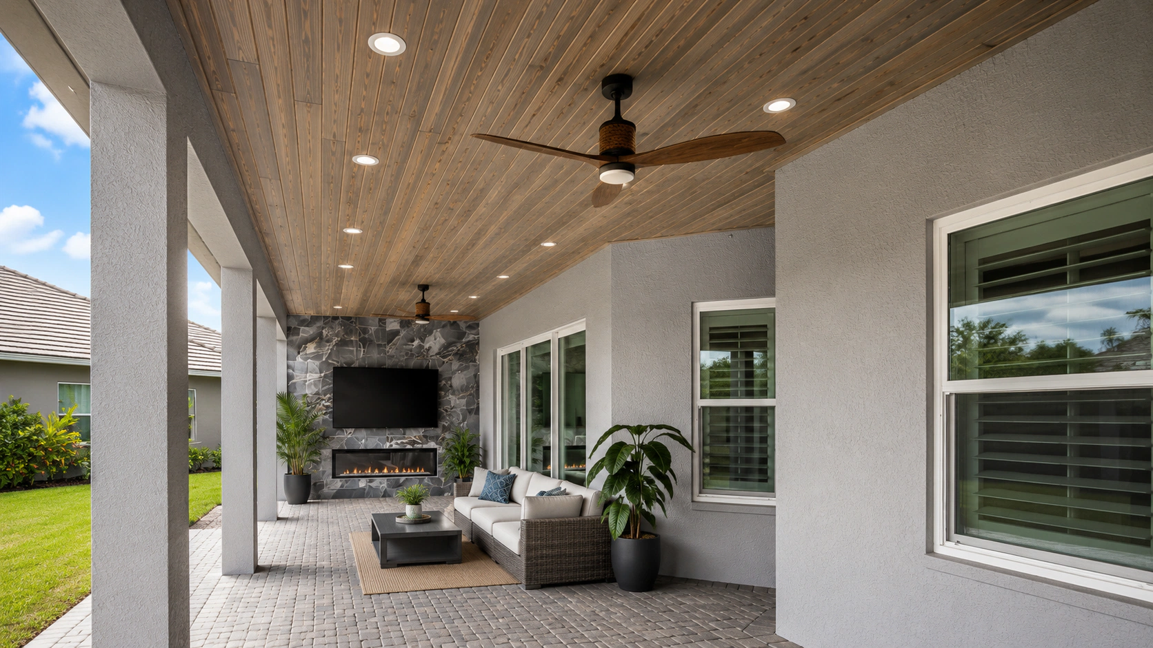 Custom pool and outdoor living project by Briar Creek Construction