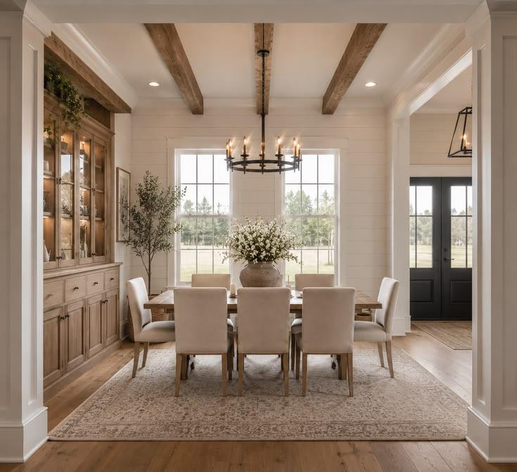 Warm modern dining room