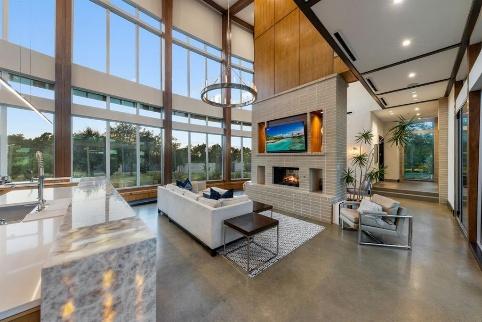Bright interior with expansive windows